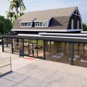 3D render horeca serre uitbouw op maat Restaurant Van Sprang